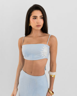 Saskia Baby Blue Strapless Top